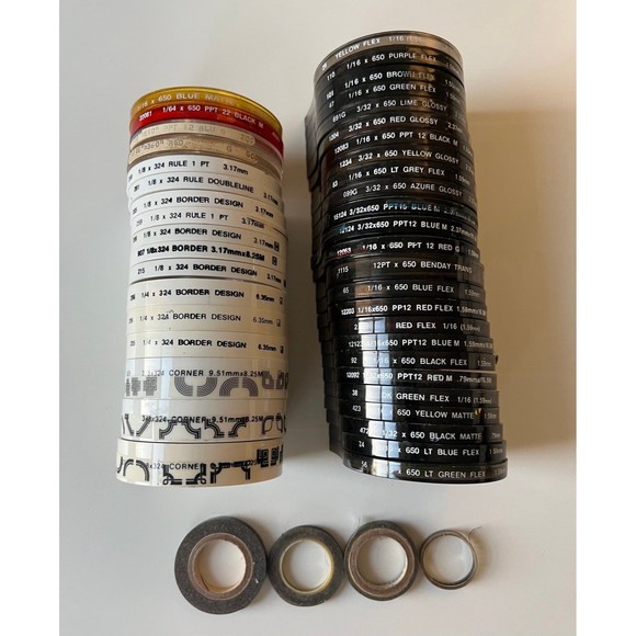 46 Letraline Letraset Architectural Graphic Art Tape +Cases Bundle/Lot MSRP$350+ - Picture 1 of 8